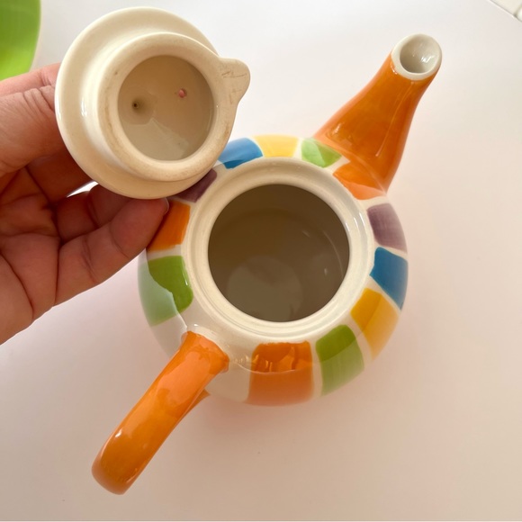 Vintage Hand Painted Cabana Stripes Tea For One Set Canhome Thailand - Picture 14 of 15